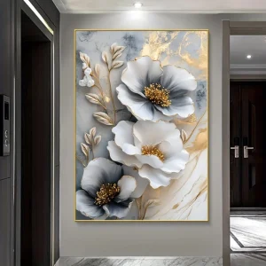 luxury floral canvas mural, framed 3D floral painting