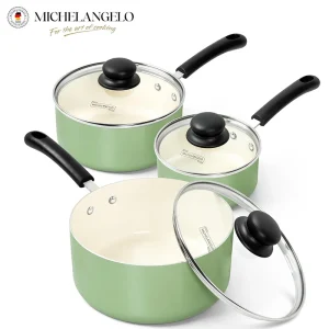 MICHELANGELO Nonstick Sauce Pan with Lid Ceramic Saucepan Set